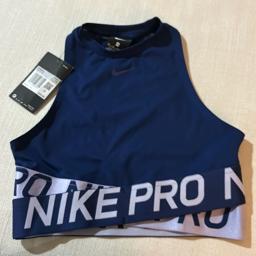 NWT Nike dark blue halter neck sports bra/crop top XS